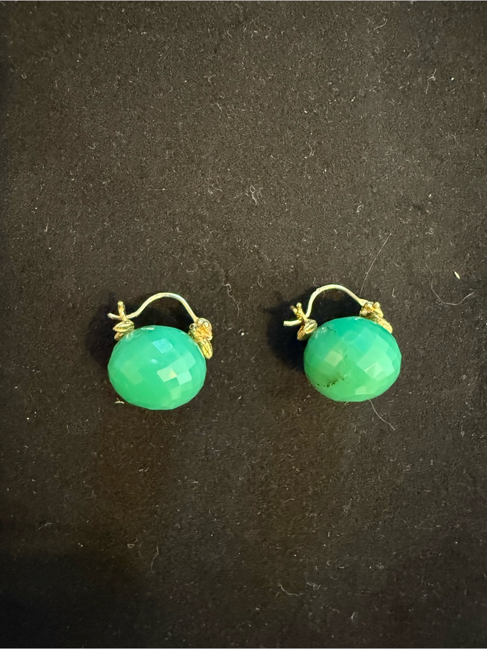 Gabrielle Sanchez 14k Gold Round Faceted Chrysoprase Flyer Earrings